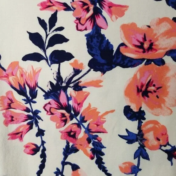 Talbots 3/4 Sleeve Coral & Blue Floral Shirt XLp Extra Large Petite - Picture 3 of 7